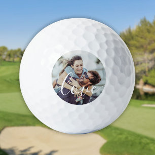 Custom Elegant Script Love Photo Golf Balls