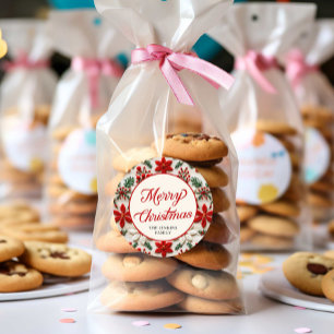 Custom Elegant Script Merry Christmas Classic Round Sticker