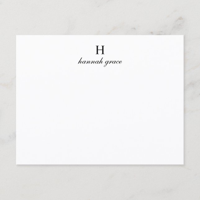 Custom Elegant Script Minimalist Monogram Name Card (Front)