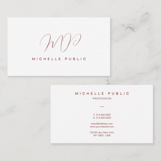Custom Elegant Script Monogram Initial Template Business Card (Front/Back)