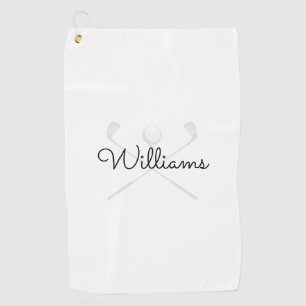 Custom Elegant Script Name Golf Clubs Towel