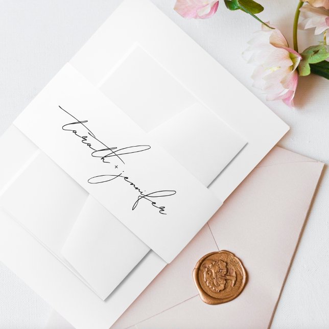 Custom Elegant Script names Wedding Invitation Belly Band (Creator Uploaded)