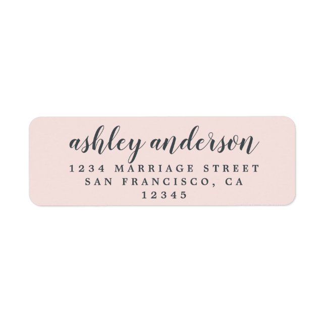 Custom Elegant Script Pastel Pink Return Address (Front)