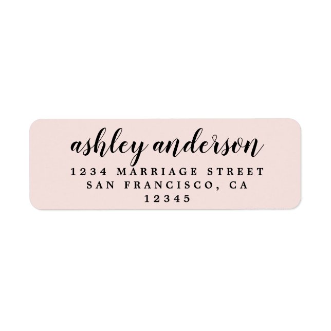 Custom Elegant Script Pastel Pink Return Address (Front)