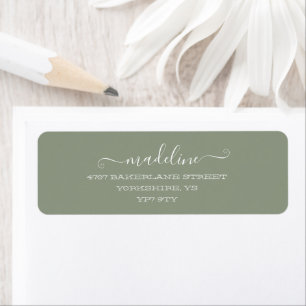 Custom Elegant Script Sage Green Name Address