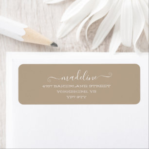 Custom Elegant Script Taupe Name Return Address