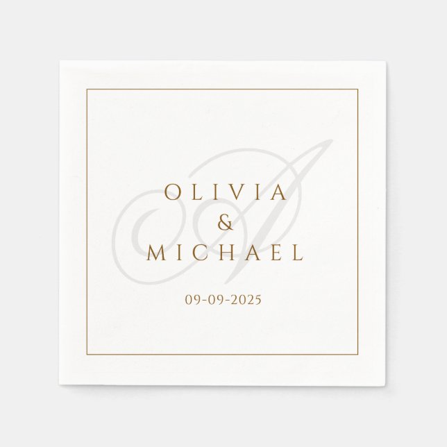 Custom Elegant Script Wedding Napkins Vintage (Front)
