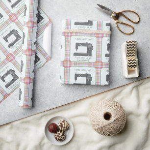 Custom Elegant Sewing Machine Art Made with Love Wrapping Paper