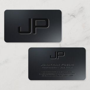 Custom Elegant Simple Template Monogram Black Business Card