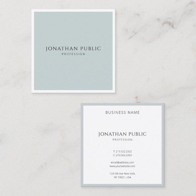 Custom Elegant Simple Template Trendy Modern Square Business Card (Front/Back)