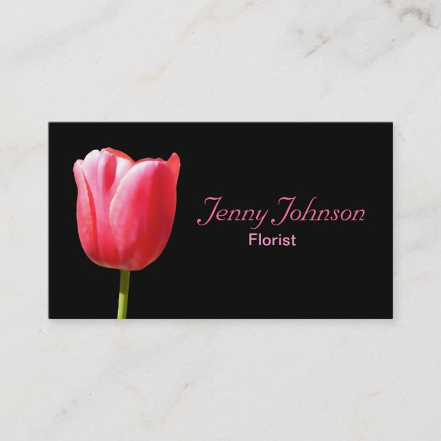 Custom Elegant Single Tulip Stem Business Card (Front)