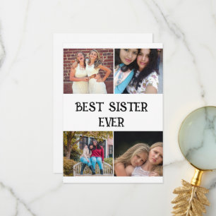 CUSTOM  ELEGANT SISTER 4 PHOTO COLLAGE  THANK YOU CARD