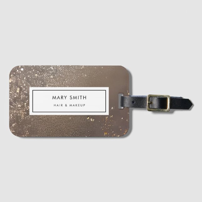 Custom Elegant Sparkle Faux Gold Luggage Tag (Front Horizontal)