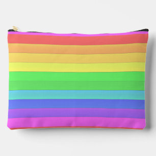Custom Elegant Stripe Rainbow Color Turquoise Blue Accessory Pouch