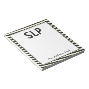 Custom Elegant Stripes SLP Speech Pathologist Notepad