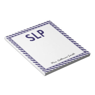 Custom Elegant Stripes SLP Speech Pathologist Notepad