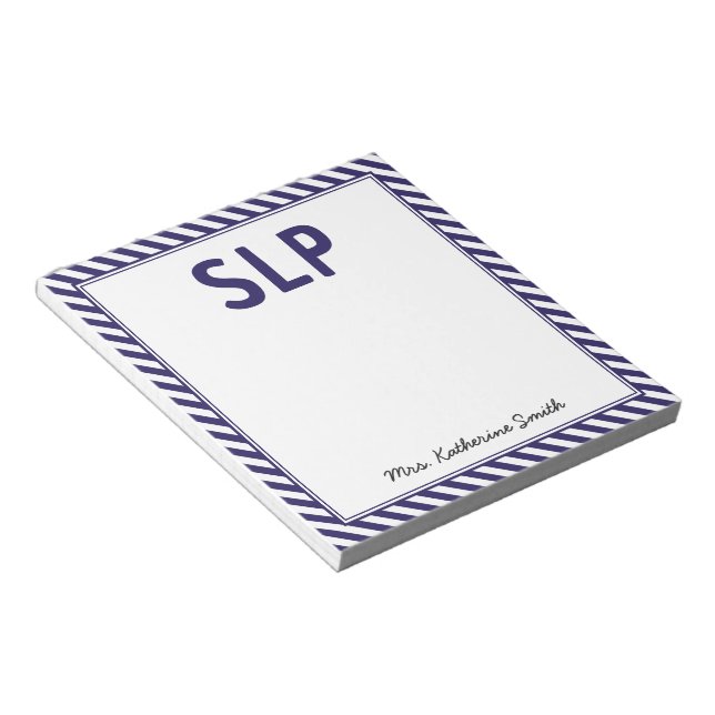 Custom Elegant Stripes SLP Speech Pathologist  Notepad (Angled)