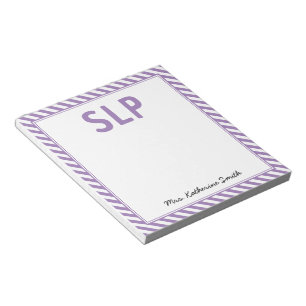 Custom Elegant Stripes SLP Speech Pathologist  Notepad