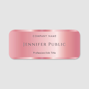 Custom Elegant Template Glamorous Rose Gold Luxury Name Tag