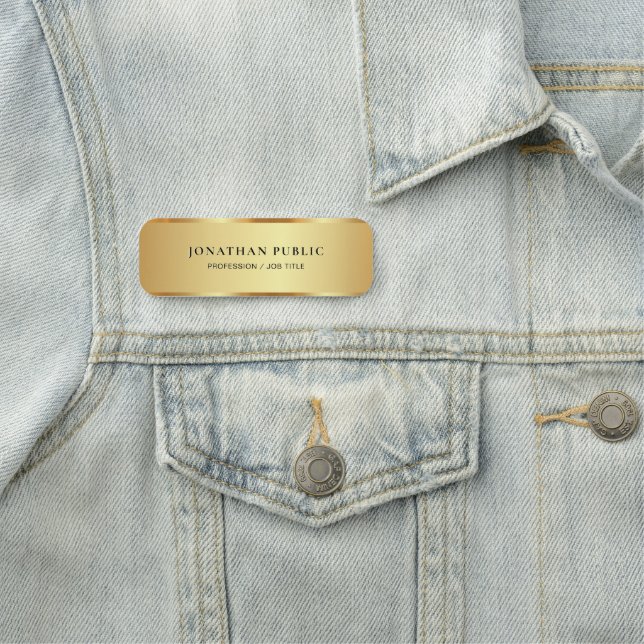 Custom Elegant Template Gold Glamour Luxurious Name Tag (In Situ)