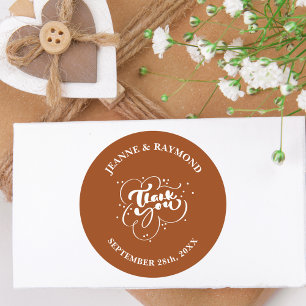 Custom Elegant Terracotta Thank You Wedding Favour Classic Round Sticker