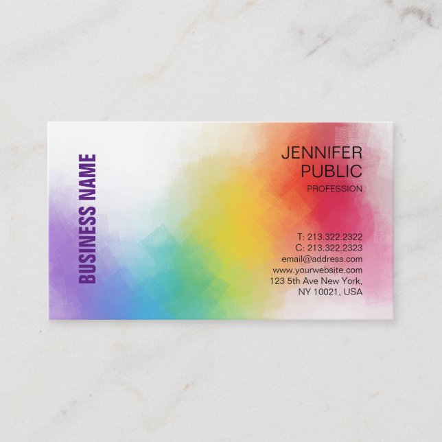 Custom Elegant Trendy Colourful Modern Template Business Card (Front)