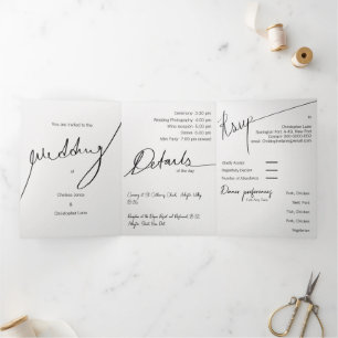 Custom Elegant Trifold Wedding Invitation