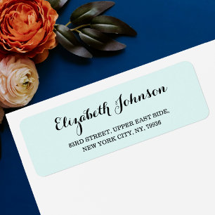 Custom Elegant Turquoise Aqua Blue Return Address