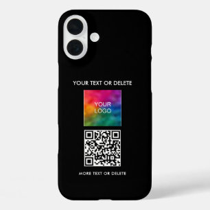 Custom Elegant Upload Your Business Logo QR Code iPhone 16 Plus Case