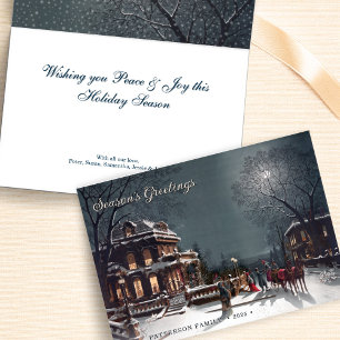 Custom Elegant Victorian Christmas Eve Scene Holiday Card
