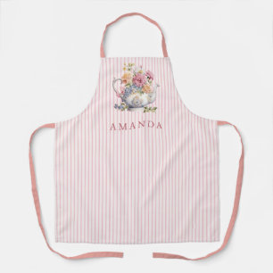 Custom Elegant Vintage Floral Teapot  Apron