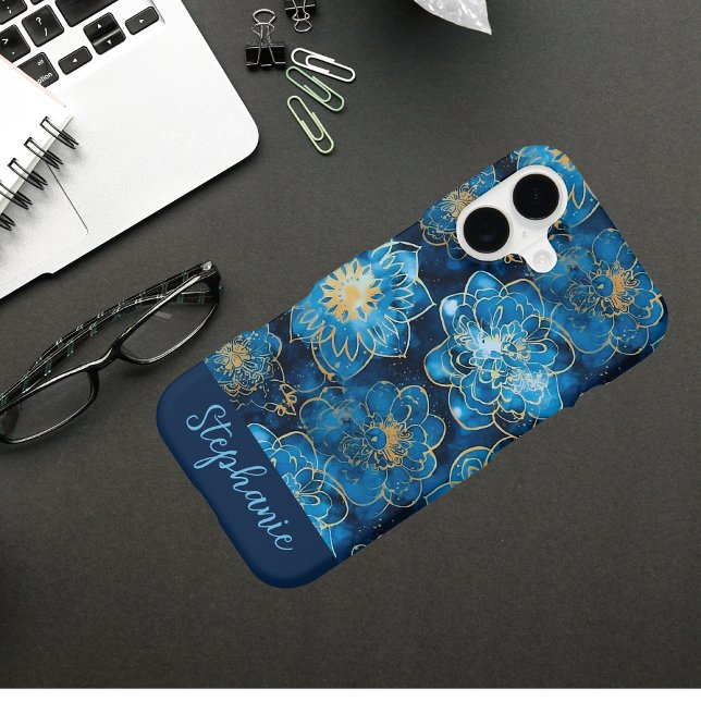 Custom Elegant Watercolor Blue Gold Floral   (Creator Uploaded)