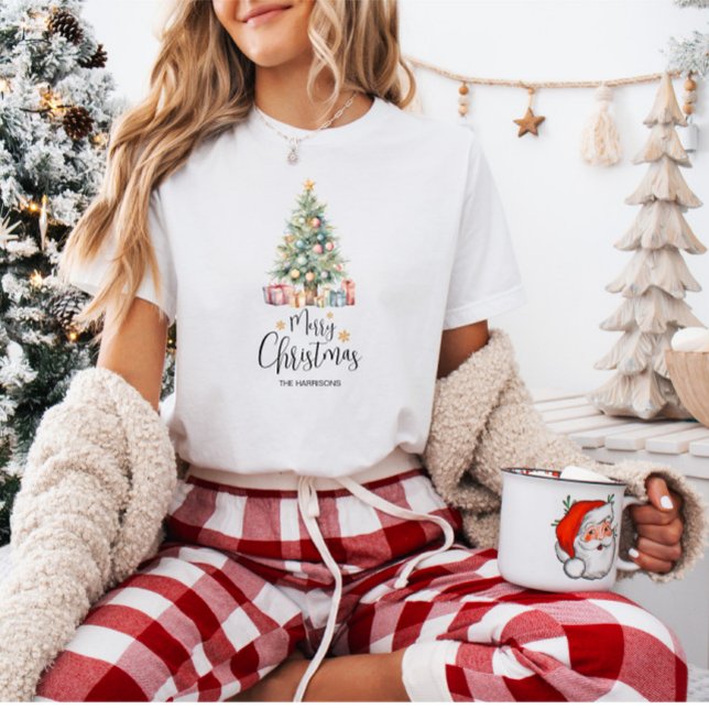 Custom Elegant Watercolor Christmas Tree  T-Shirt (Creator Uploaded)