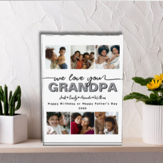 Custom Elegant We love you GRANDPA Photo collage Block