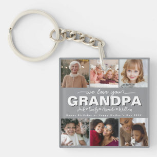 Custom Elegant We love you grandpa Photo collage Key Ring