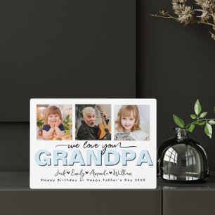 Custom Elegant We love you grandpa Photo collage Plaque
