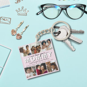 Custom Elegant We love you Mummy Photo collage Key Ring