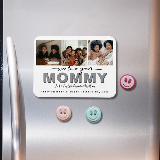Custom Elegant We love you Mummy Photo collage Magnet (Creator Uploaded)
