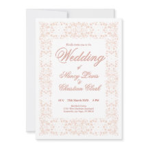 Custom elegant white pink lace wedding Invitation