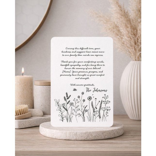 Custom Elegant Wildflower Funeral Thank You Card (Creator Uploaded)