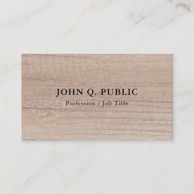 Custom Elegant Wood Look Professional Template Business Card (Front)
