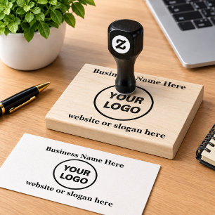 Custom Elegant XXL Large Business Logo and Text Ru Rubber Stamp