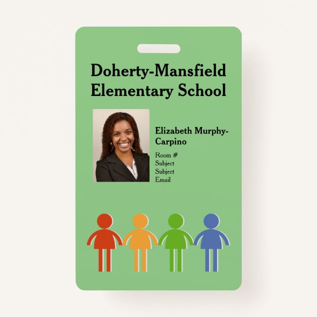 Custom Elementary School Photo ID Security Badge ID Badge (Front)