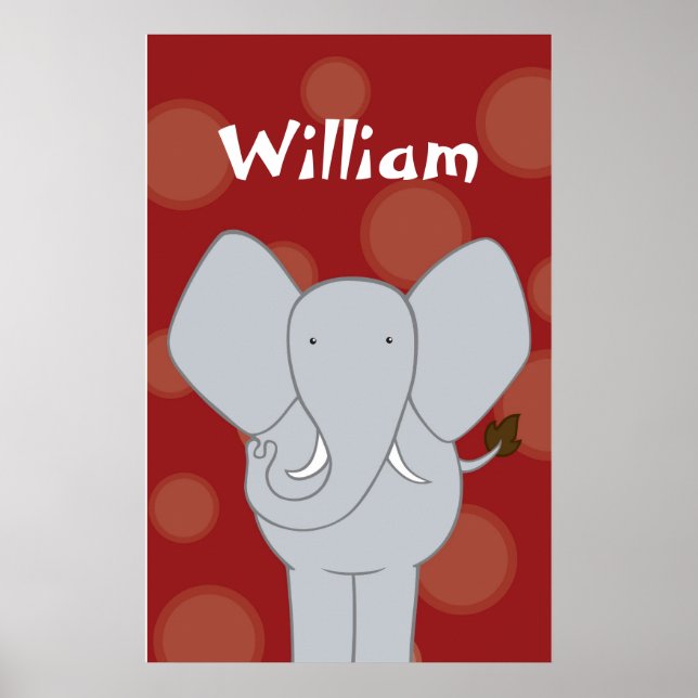 Custom Elephant Nursery Art Boy or Girl Poster (Front)