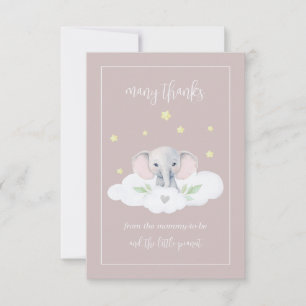 Custom Elephant Pink Baby Shower Thank You Cards