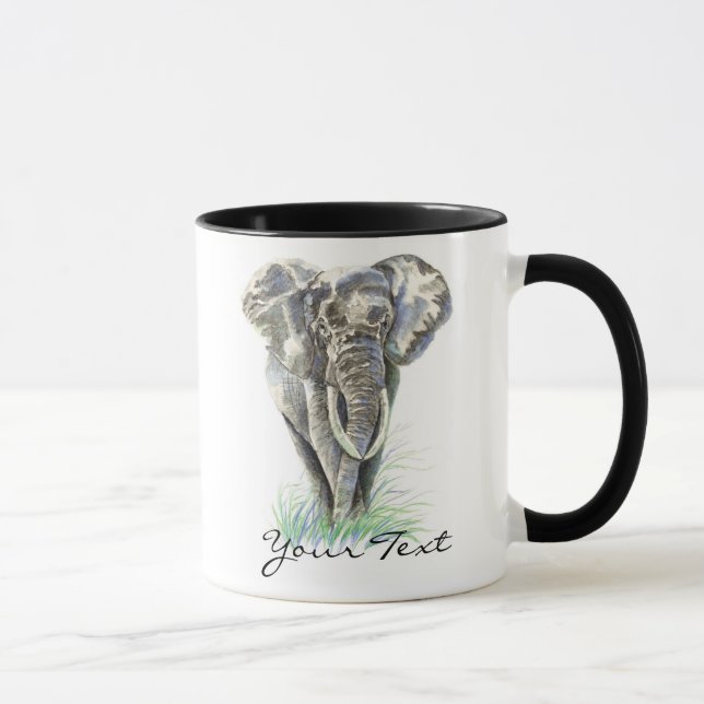 Custom Elephant- Watercolor Animal Collection Mug (Right)