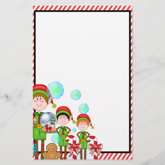 Custom Elf Holiday Stationary Stationery (Front)