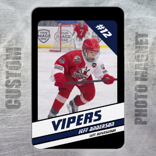 Custom Elite Blue Ice Hockey Photo Magnet
