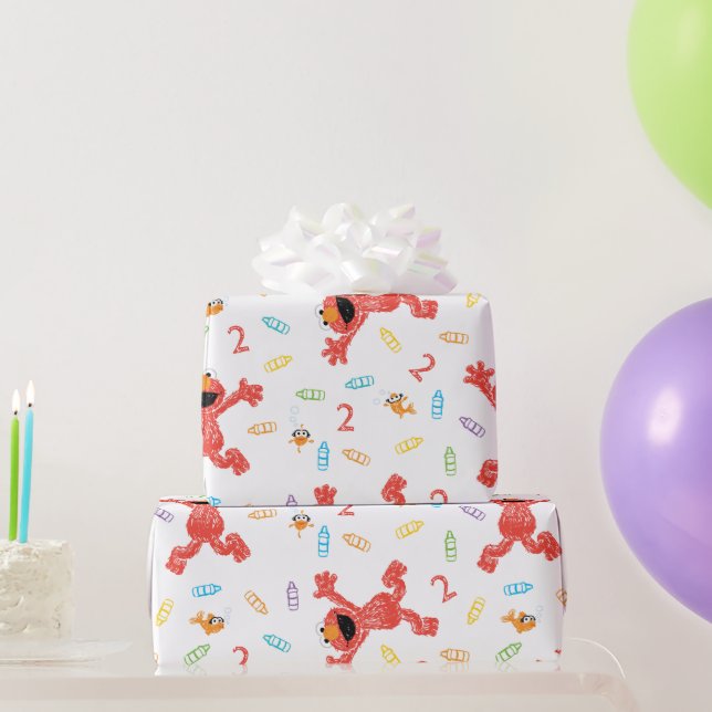 Custom Elmo Crayon Pattern Birthday Wrapping Paper (Party Gifts)