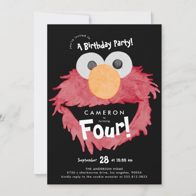 Custom ELMO Sesame Street Birthday Party Invitation (Front)